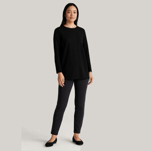Eileen Fisher Slim Ponte Pant Black Melange | Polished Everyday Essential Sz SP